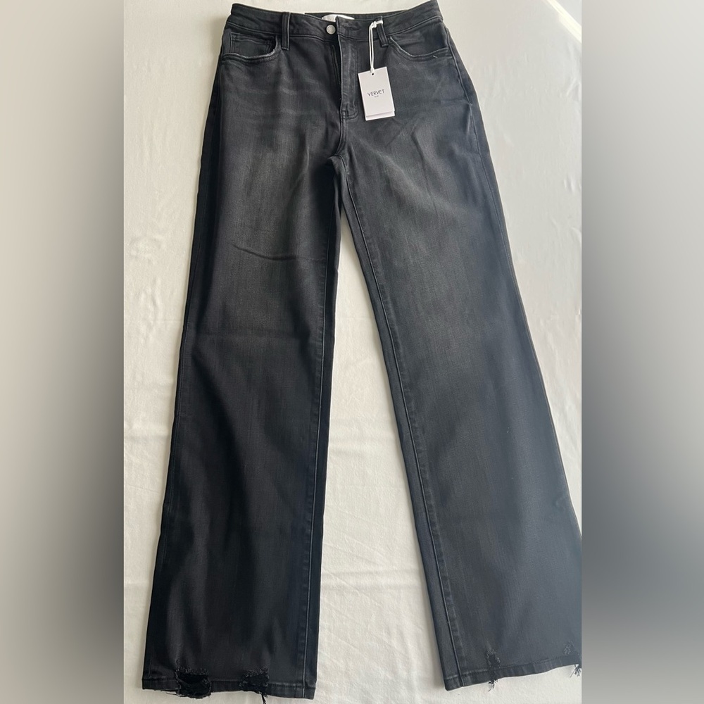 Vervet Stretch High Rise Flare Jeans Black Wash